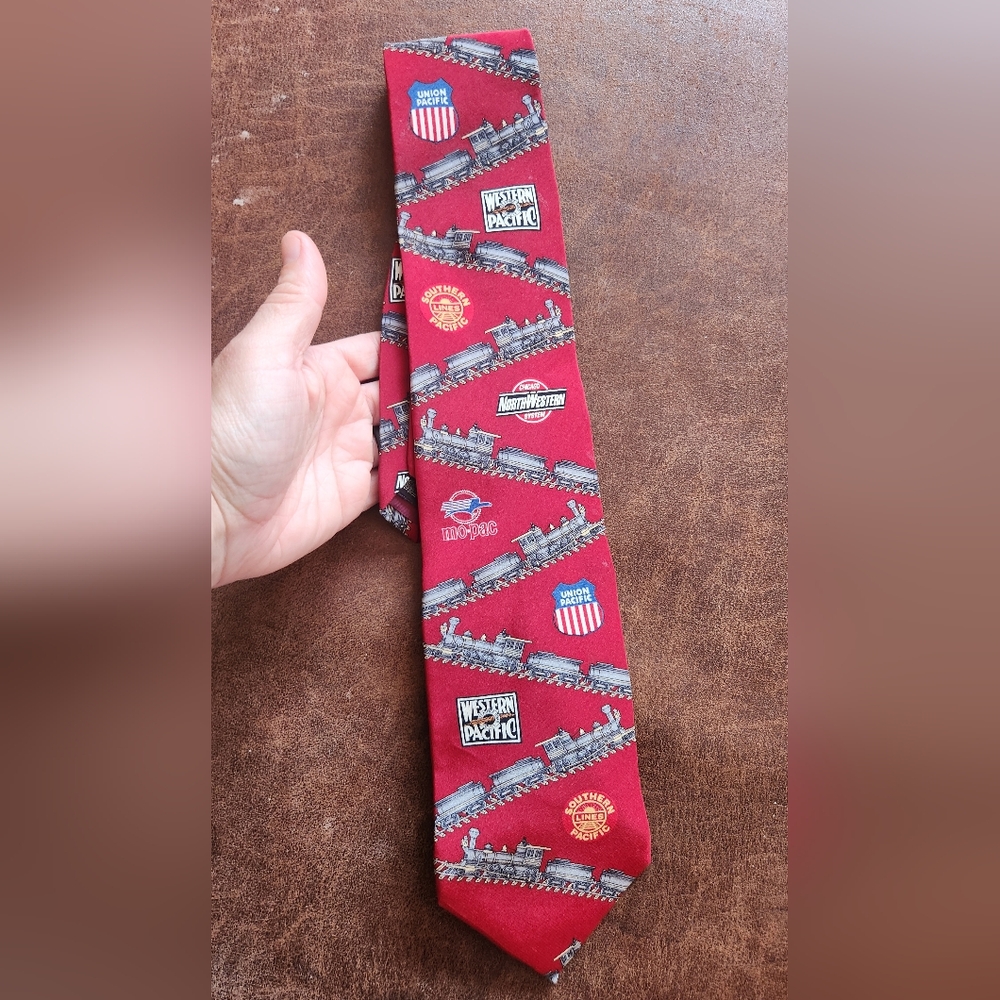 Trains And Railway Red Tie